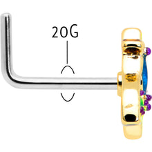 Load image into Gallery viewer, 20G 7mm Blue Gem Tropic Fan L Shape Nose Ring
