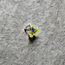 Load image into Gallery viewer, 20G 7mm Blue Gem Tropic Fan L Shape Nose Ring
