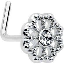 Load image into Gallery viewer, 20G 7mm Clear Gem Epic Fabulous Flower L Shape Nose Ring
