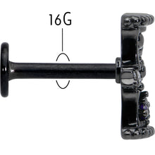 Load image into Gallery viewer, 16G 5/16 Purple Gem Black Gothic Hourglass Labret Monroe Tragus
