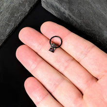 Load image into Gallery viewer, 16G 3/8 Purple Gem Black Heart Goth Hourglass Hinged Segment Ring
