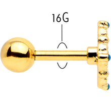 Load image into Gallery viewer, 16G 1/4 Blue Gem Gold Tone Lacy Rhombus Cartilage Tragus Earring
