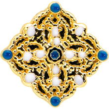Load image into Gallery viewer, 16G 5/16 Blue Gem Gold Tone Lacy Rhombus Labret Monroe Tragus
