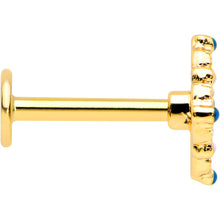 Load image into Gallery viewer, 16G 5/16 Blue Gem Gold Tone Lacy Rhombus Labret Monroe Tragus
