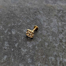 Load image into Gallery viewer, 16G 5/16 Blue Gem Gold Tone Lacy Rhombus Labret Monroe Tragus
