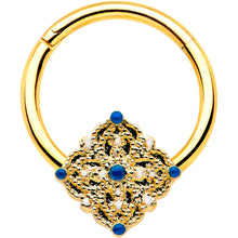 Load image into Gallery viewer, 16G 3/8 Gold Tone Lacy Rhombus Hinged Segment Ring
