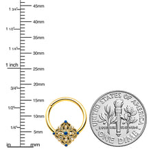 Load image into Gallery viewer, 16G 3/8 Gold Tone Lacy Rhombus Hinged Segment Ring

