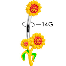 Load image into Gallery viewer, Happy Sunflower Trio Double Mount Belly Ring
