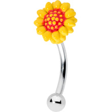 Load image into Gallery viewer, 16G 5/16 Happy Sunflower Yellow Curved Eyebrow Ring
