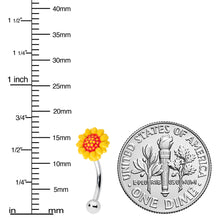 Load image into Gallery viewer, 16G 5/16 Happy Sunflower Yellow Curved Eyebrow Ring
