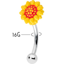 Load image into Gallery viewer, 16G 5/16 Happy Sunflower Yellow Curved Eyebrow Ring
