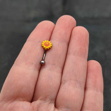 Load image into Gallery viewer, 16G 5/16 Happy Sunflower Yellow Curved Eyebrow Ring
