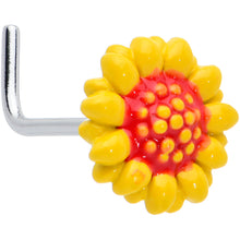 Load image into Gallery viewer, 20G 7mm Happy Yellow Sunflower L Shape Nose Ring
