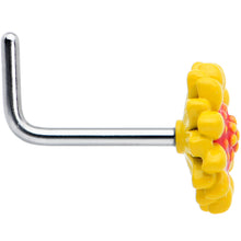 Load image into Gallery viewer, 20G 7mm Happy Yellow Sunflower L Shape Nose Ring
