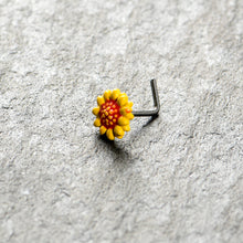 Load image into Gallery viewer, 20G 7mm Happy Yellow Sunflower L Shape Nose Ring
