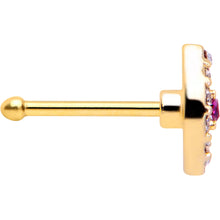 Load image into Gallery viewer, 20G 1/4 Clear Pink Gem Gold Tone Open Eye Nose Bone
