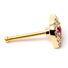 Load image into Gallery viewer, 20G 1/4 Clear Pink Gem Gold Tone Open Eye Nose Bone
