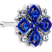 将图片加载到图库查看器，20G 1/4 Clear Blue Gem Embellished Cross Nose Bone
