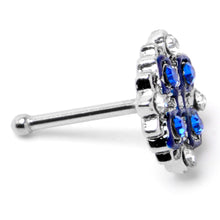 将图片加载到图库查看器，20G 1/4 Clear Blue Gem Embellished Cross Nose Bone
