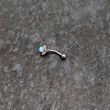 Load image into Gallery viewer, 16G 5/16 White Synthetic Opal Style Flower Curved Eyebrow Ring
