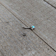Load image into Gallery viewer, 16G 5/16 White Synthetic Opal Style Flower Curved Eyebrow Ring
