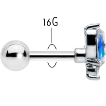 Load image into Gallery viewer, 16G 1/4 Blue Synthetic Opal Style Flower Cartilage Tragus Earring
