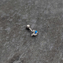 Load image into Gallery viewer, 16G 1/4 Blue Synthetic Opal Style Flower Cartilage Tragus Earring
