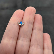 Load image into Gallery viewer, 16G 1/4 Blue Synthetic Opal Style Flower Cartilage Tragus Earring
