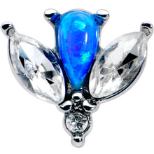 Load image into Gallery viewer, 16G 5/16 Blue Synthetic Opal Style Flower Labret Monroe Tragus
