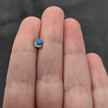 Load image into Gallery viewer, 20G 1/4 Blue Synthetic Opal Style Flower L Shape Nose Ring
