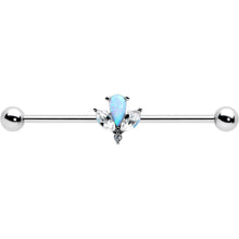 Load image into Gallery viewer, 14G White Faux Opal Style Flower Industrial Barbell 38mm
