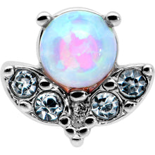 Load image into Gallery viewer, 20G 7mm White Synthetic Opal Style Flower L Shape Nose Ring
