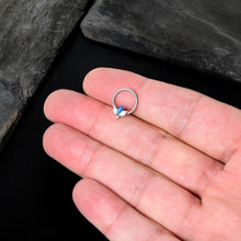 Load image into Gallery viewer, 16G 3/8 Blue Faux Opal Style Flower Hinged Segment Ring
