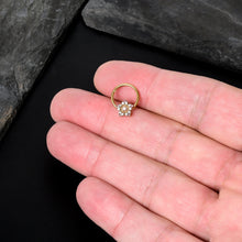 将图片加载到图库查看器，16G 3/8 Pink Clear Gem Gold Tone Texture Star Hinged Segment Ring
