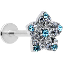 将图片加载到图库查看器，16G 5/16 Clear Blue Gem Opulent Flower Labret Monroe Tragus
