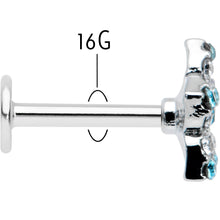 将图片加载到图库查看器，16G 5/16 Clear Blue Gem Opulent Flower Labret Monroe Tragus
