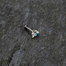 Load image into Gallery viewer, 16G 5/16 White Synthetic Opal Flower Labret Monroe Tragus
