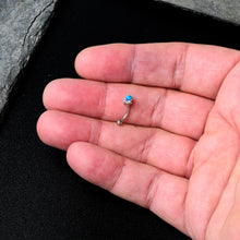 Load image into Gallery viewer, 16G 5/16 Clear Gem Blue Faux Opal Style Flower Curved Eyebrow Ring
