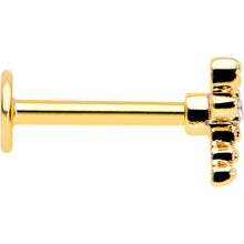 Load image into Gallery viewer, 16G 5/16 Clear Gem Gold Hue Flying Dragonfly Labret Monroe Tragus
