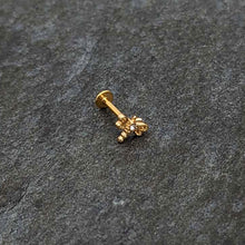 Load image into Gallery viewer, 16G 5/16 Clear Gem Gold Hue Flying Dragonfly Labret Monroe Tragus
