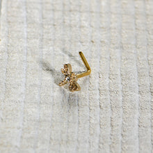 Load image into Gallery viewer, 20G 7mm Clear Gem Gold Tone Flying Dragonfly L Shape Nose Ring

