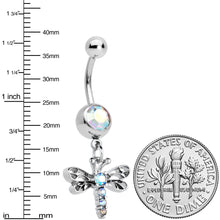 Load image into Gallery viewer, Aurora Gem Ornate Dragonfly Dangle Belly Ring
