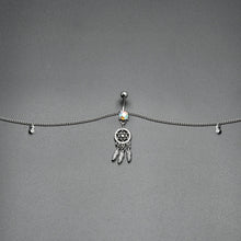 Load image into Gallery viewer, Clear Aurora Gem Southwest Dreamcatcher Dangle Belly Ring Belly Chain

