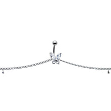 Load image into Gallery viewer, Clear Gem Rococo Butterfly Dangle Belly Ring Belly Chain
