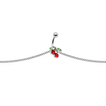 将图片加载到图库查看器，Red Green Gem Cheery Cherries Fruit Belly Ring Belly Chain

