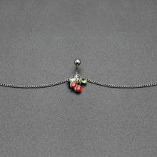将图片加载到图库查看器，Red Green Gem Cheery Cherries Fruit Belly Ring Belly Chain
