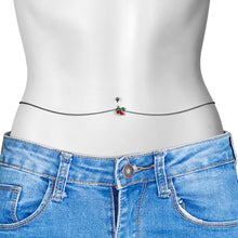 将图片加载到图库查看器，Red Green Gem Cheery Cherries Fruit Belly Ring Belly Chain
