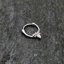 Load image into Gallery viewer, 16G 5/16 White Faux Opal Bee Glamour Cartilage Clicker
