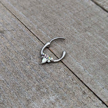 Load image into Gallery viewer, 16G 5/16 White Faux Opal Bee Glamour Cartilage Clicker
