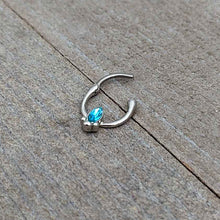 Load image into Gallery viewer, 16G 5/16 Blue Gem Deco Oval Cartilage Clicker
